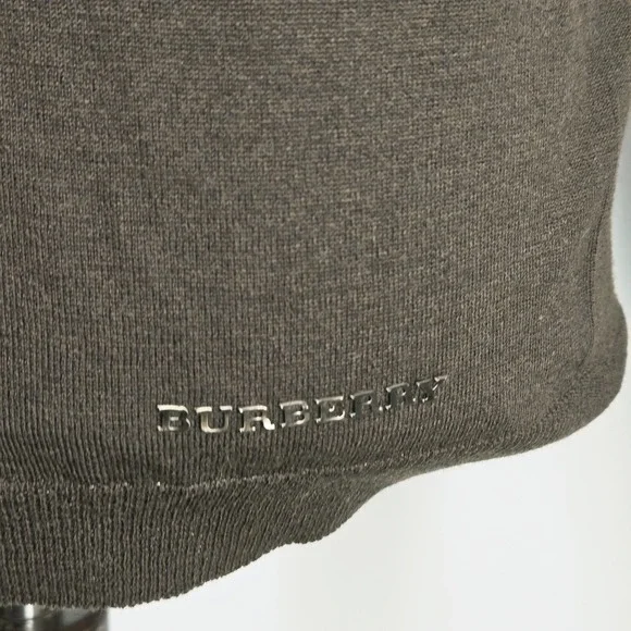 Burberry London Sweater Mens M Brown V-Neck Pullover Cotton Blend Lightweight - Picture 2 of 9